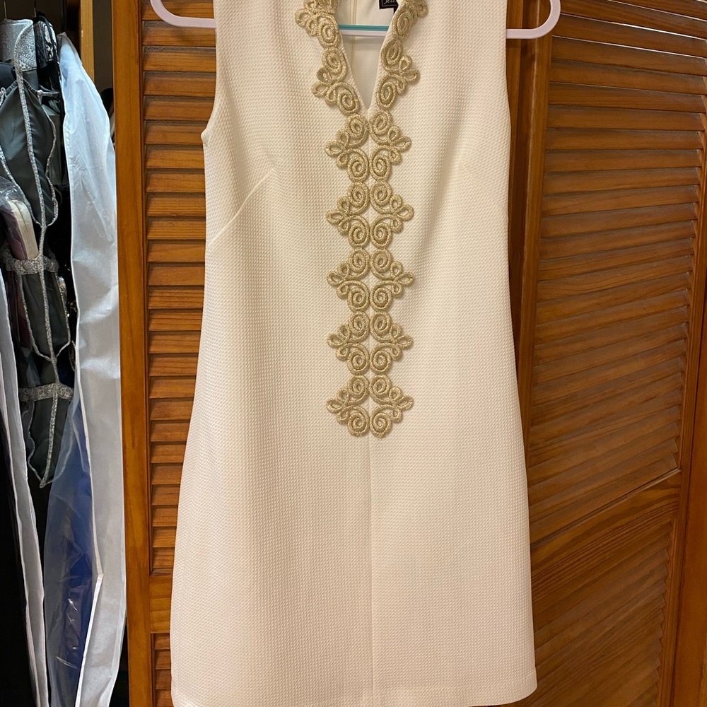 Off white and gold sleeveless dress classic